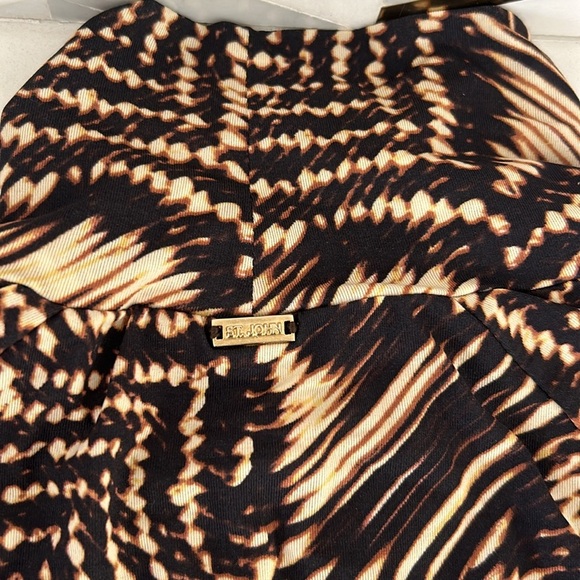 ST. JOHN SPORT Mock Neck Long Sleeve Psychedelic Design Brown Tan Petite XSMALL - Picture 13 of 16